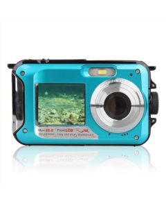 Cámara Digital Subacuática de 2.7K, Cámara de Video Impermeable de 48MP con Imagen de 10 Pies, Cámara Digital de Pantalla Dual Zoom Digital de 16X, Compatible con Microtarjeta de hasta 128G(Azul)