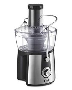 T-fal Extractor de Jugo Juice Express, con potencia de 800 W, de acero inoxidable, eficiente y fácil de usar, cuenta con dos funciones y tubo de alimentación de 75 mm, ZE550DMX