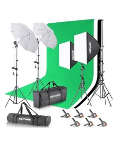 NEEWER 2.6m x 3m / 8.5ft x 10ft Sistema de Soporte de Fondo y 800W 5500K Caja de Luz de Paraguas Kit de Iluminación Continua para Producto de Estudio Fotográfico, Fotografía de Retrato y Video