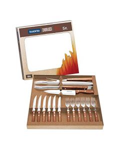 TRAMONTINA - Kit para Asado Churrasco, 15 piezas, para Carne, Madera, Color Marrón