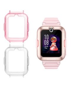 ZHIKE 2Piezas Mica,Protector Compatible con Huawei Watch Kids 4 Pro,TPU Funda Protectora Caso para Huawei Watch Kids 4 Pro (Rosa+Transparente)