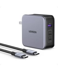 UGREEN 140W Cargador, Nexode GAN 3 Puertos Cargador PD 3.1 con 1.5M Cable C a C, Cargador Multiple USB Compatible con MacBook Pro 16", DELL XPS, iPhone15 14 Pro Max/13, Galaxy S24 Ultra, Steam Deck