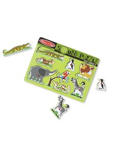 Melissa & Doug Rompecabezas de Sonidos de Animales del Zoo, Rompecabezas de Madera con Clavijas (8 Piezas)