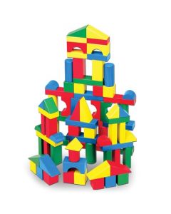 Melissa & Doug Juego de Bloques de Madera, Juguete de Desarrollo, 100 Bloques en 4 Colores y 9 Formas