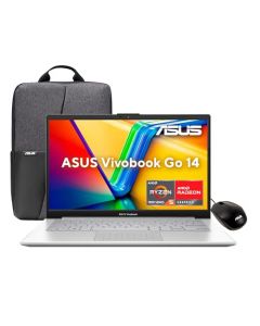 ASUS Laptop Vivobook Go 14/E1404FA-NK480W/AMD Ryzen 5-7520U 4 núcleos/8GB RAM/512GB SSD/Plata/Windows 11/Mouse y Mochila/Teclado en Español(Grantía y Servicio en México)