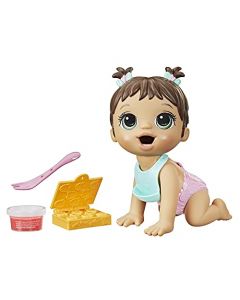 Baby Alive Hasbro, Hora de Comer - Cabello Castaño, Muñeca para Niñas, de 20 cm, con 4 Accesorios Incluidos, Edad Recomendada: 3 Años en Adelante