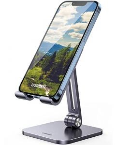 UGREEN Soporte Celular Ajustable de Aluminio, Base Stand Holder Celular Plegable, Compatible con Celulares 4-7.9" como iPhone 15 14 13 12 11 Pro MAX, Galaxy S23 Ultra, S22 Ultra, Huawei, Xiaomi Redmi