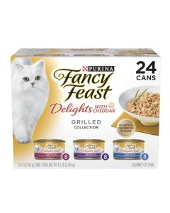 Purina Fancy Feast Delights With Cheddar Gourmet Cat Food Grilled Varieties - 24 CT