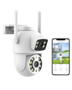 EASYTAO Q29 Cámara de Seguridad Exterior, 2K 3MP Cámara Wifi de Doble Lente, Tris Home/ICSee APP, IP66 Impermeabile, con Audio Bidireccional, Detección de Movimiento, Visión Nocturna, Compatible Alexa