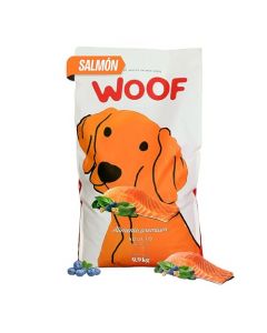 WOOF | Croquetas para Perros Adultos Sabor Salmón | Comida para Perro 100% Natural | Croqueta con Omega 3 Y 6, Biotina Y Zinc | Alimento Sin Trigo, Maíz O Soya | Bolsa con 9.9 Kg