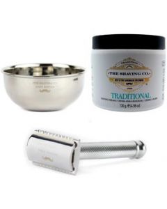 The Shaving Co Kit Crema De Afeitar Menta, Razor Metal, Bowl - 1