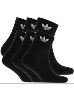 Adidas Originals Men's Socks 6 Pair Quarter Crew Socks (Black, Sock 10-13 Shoes 6-12)
