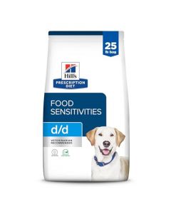 Hill's Prescription Diet d/d Skin Alimentos sensibilidades patata & Duck Fórmula comida seca para perros 25 lb (El empaque puede variar)