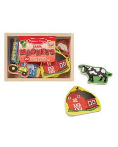 Melissa & Doug Set de 20 Imanes de la Granja en Caja, Juguete de Madera, Juguete de Desarrollo