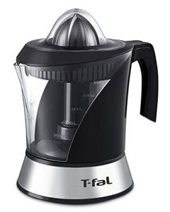 T-fal Exprimidor de Jugo Power Press cuenta con 2 conos removibles y una Jarra de 1 litro con un motor de 40 W de potencia, una gran opción para hacer jugos, Negro e Inoxidable, ZP200855