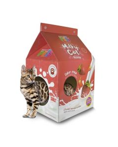 Fancy Pets Milky Strawberry Cat House Divertida Casa de Cartón con Rascador para Gato