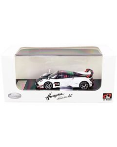 Pagani Huayra Roadster BC Blanco y Carbono con Rayas Roadster 64011 W Modelo de Coche a Diecast 1/64 Modelo de Coche por LCD Modelos