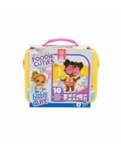 Baby Alive Foodie Cuties Serie Fiesta 2 - Juguete Sorpresa Muñeca de 7,5 cm con Pulsera con Adorno y 10 sorpresas en Estuche Estilo lonchera para niños y niñas a Partir de 3 años - Juguetes de Pascua