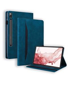 Vaitasy Funda para Samsung Galaxy Tab S9 FE 10.9 Pulgadas 2023 SM-X510 SM-X516B Modelo con Portalápiz, Organizador de Tarjetas y Estilo Cartera, Soporte Multiángulo Carcasa Protectora Cuero - Azul