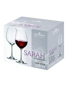 Bohemia Royal Crystal - Copas de cristal para Vino Tinto de 520 ml. / 18.30 fl OZ. Línea Sarah. Set de 6 piezas. (520)