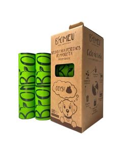 BIOMEU - Bolsas para desecho de mascota 100% COMPOSTABLES, 120 Bolsas (8 Rollos)