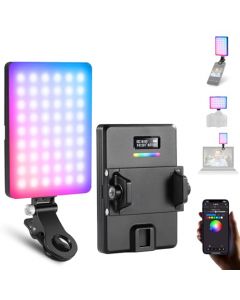 NEEWER VL67C RGB Luz Selfie con App Control, 94 LED CRI97 2000mAh Recargable, Cold Shoe Mount como Panel de Iluminación, Clip Portátil Delantero y Trasero Móvil para TikTok, Foco de Videoconferencia