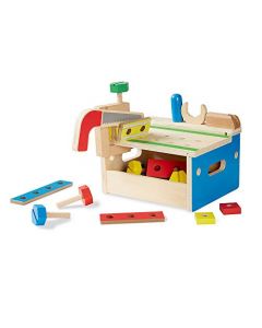 Melissa & Doug Banco de Herramientas con Martillo y Serrucho, Juguete de Madera (31 Piezas)