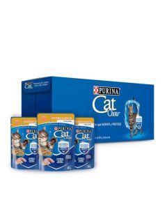 GDUOD Purina Cat Chow Pouches Defense Hydro Esterilizados Pescado Alimento Húmedo 24 Sobres de 85g + Purina Felix Pouches Alimento Húmedo Sabor Pescado Blanco, Paquete con 24 Pzas de 85g