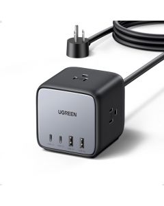 UGREEN Regleta de Alimentación, 65W GAN Cargador Multicontacto USB, 1.8M Cable de Extensión con 3AC 1250W y 4 USB Puertos Carga rápida Compatible con iPhone 15, Galaxy S23 S22, iPad, MacBook Air