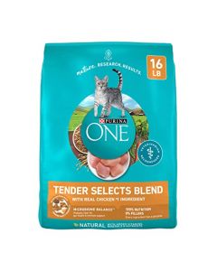 Purina ONE Tender Selects Dry Cat Food, Real Chicken Flavor, 16-Pound Bag, Pack of 1