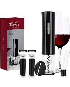 SOYTO Abridor eléctrico de botellas de vino, Juego de abridor de botellas de vino a pilas con cortador de papel de aluminio, Juego de sacacorchos automático para cocina bar restaurante