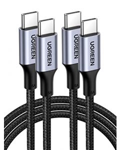 UGREEN 100W Cable USB Tipo C a C 20V 5A, 3M 2 Unidades Cable Carga Rápida Type C Compatible con MacBook Pro, MacBook Air, iPad Pro, Galaxy S23 Ultra/22/S23+, Galaxy Note 20/10, Huawei Mate P40/30/20