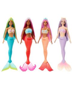 Barbie Fantasía Muñeca Sirenas con Cabello de Colores para niñas de 3 años en adelante