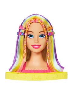 Barbie Styling Head Muñeca Arcoíris Neón Rubia con más de 20 Piezas de estilismo para niñas de 3 años en adelante