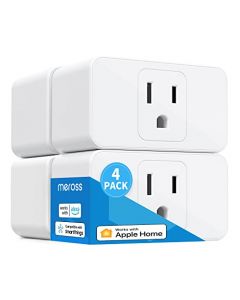 Meross Mini enchufe inteligente compatible con Apple HomeKit, Siri, Alexa, control de aplicaciones, temporizador, 15 A y salida WiFi fiable, no necesita concentrador, WiFi de 2.4 G, paquete de 4