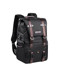 Hosioe Mochila para cámara Fotografía Storager Bolsa Lateral abierta Disponible para computadora portátil de 15.6 pulgadas con cubierta impermeable Correas de trípode para SLR DSLR Negro