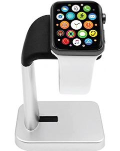 Macally - Soporte para Apple Watch Series Ultra, 9, 8, 7, 6, 5, 4, 3, 2, 1, SE (44 mm, 42 mm, 40 mm, 38 mm) - Elegante mesita de noche para Apple Watch Charger Dock Holder - Elegante estación de carga