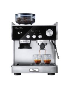 Oster Cafetera para Espresso Perfect Brew Máxima, Tecnología Thermoblock Doble y 2 Bombas de Presión, 15 Bares, Espresso, Latte, Incluye Accesorios Profesionales, Acero Inoxidable, BVSTEM7400