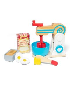 Melissa & Doug Set de Batidora de Madera para Preparar un Pastel (11 piezas) - Comida y Accesorios de Cocina de Juguete