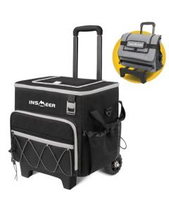 INSMEER Hielera Portatil con Ruedas y Mango - 55 Latas/40L, Hielera Rodante Aislado a Prueba de Fugas con Carro Todo Terreno,Mochila Hielera Grandes Para Playa, Camping, Picnic, Compras De Comestibles