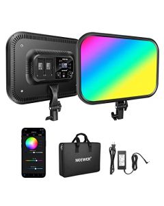 NEEWER Panel de Luz de Video LED RGB de 18,3" con Control de Aplicación, 360° a Todo Color, 60W Regulable 2500K ~ 8500K RGB168 Panel LED CRI/TLCI 97+ con 17 Efectos de Escenas