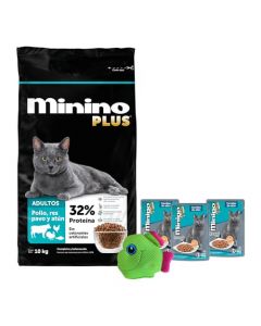 Minino Plus Alimento seco para Gato 10kg mas Combo Regalo HT24