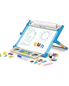 Melissa & Doug Caballete Deluxe de Doble Cara Para Mesa, Pizarra de Tiza/Borrado en Seco, Artes y Manualidades (42 Piezas, 44.45 cm alto x 52.705 cm ancho x 6.985 cm largo)