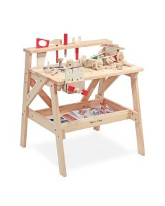 Melissa & Doug Banco de Trabajo Para Proyectos de Madera con Estante de Almacenamiento, Juego de Construcción, Juguete de Madera, Juego de Imitación (66.04 cm alto × 47.625 cm ancho x 60.96 cm largo)