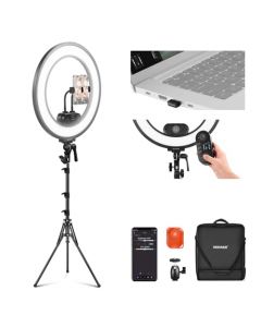 NEEWER 18 Inch Kit Aro de Luz con Iluminación de Borde 45W 3300lux 2900K-7000K 12 Escenas con APP 2.4G PC Mac Control Mando a Distancia Magnético Desmontable Bolsa de Soporte para TikTok Stream, RL45B