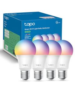 TP-Link Tapo L530E(4-Pack), Focos Inteligentes Wi-Fi, Multicolor, E26, 806 lumens, Regulables, Control Remoto de APP y Control de Voz, Compatibles con Alexa y Google Home, No requiere concentrador