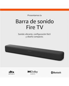 Barra de sonido Amazon Fire TV, bocina 2.0 con DTS Virtual:X, Dolby Audio y conectividad Bluetooth