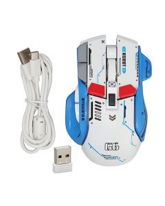 Heayzoki Ratón Bluetooth para Juegos, Tri Mode 2.4G Ratón Bluetooth con Cable, 5 dpi Ajustables Ratón para Juegos, RGB Light Game Mouse, Ratón Ergonómico con 10 Botones Programables (Blanco)