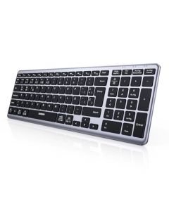 UGREEN Teclado Inalámbrico Español, Teclado Recargable Bluetooth & 2.4G Delgado y Compacto, Multidispositivo Bluetooth Keyboard con Cable USB-C, Compatible con macOS, iOS, Windows, Linux, Android