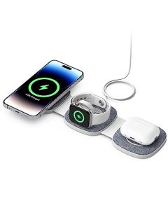 3 en 1 Cargador Inalámbrico de Succión Magnética Plegable, Almohadilla de Carga inalámbrica rápida magnética, Compatible con iPhone 15/14/13/12 Series, Apple Watch, AirPods Pro (Adaptador no Incluido)